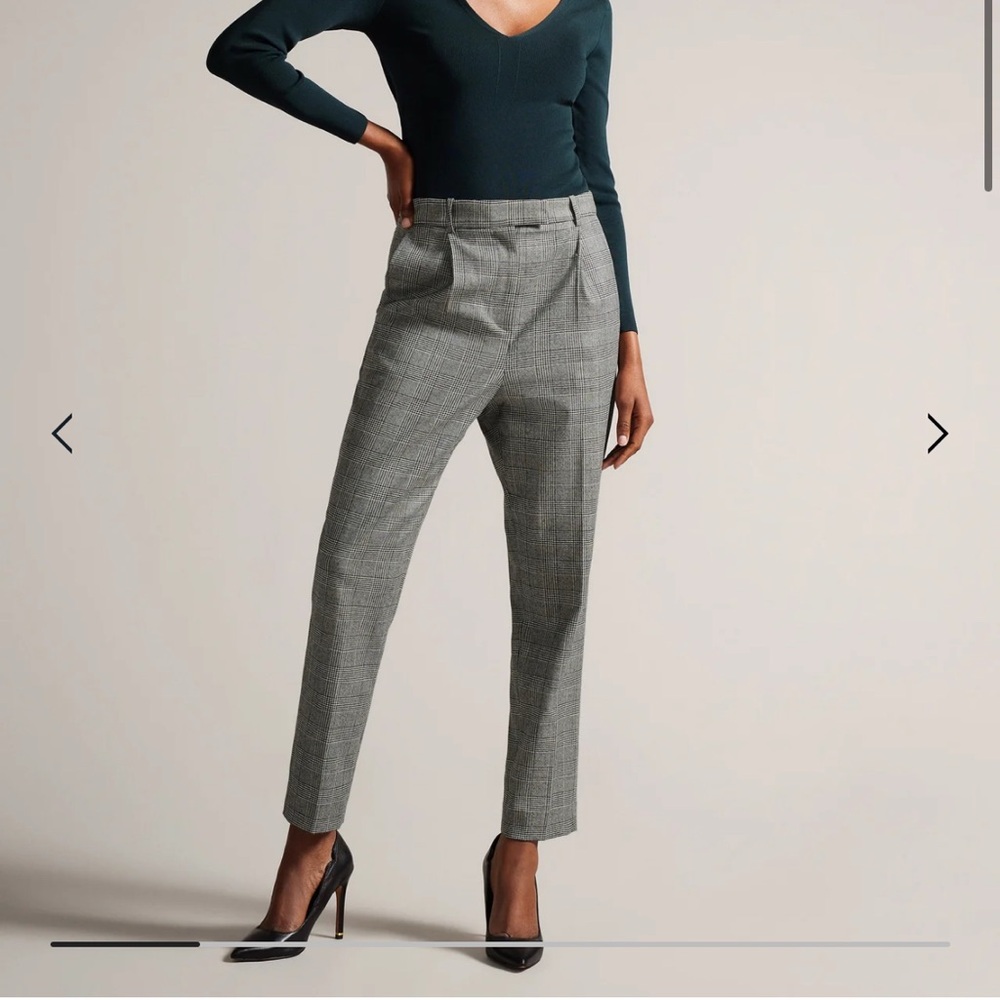 Ted Baker Jommial Pleat Front Tapered Leg Check Trouser